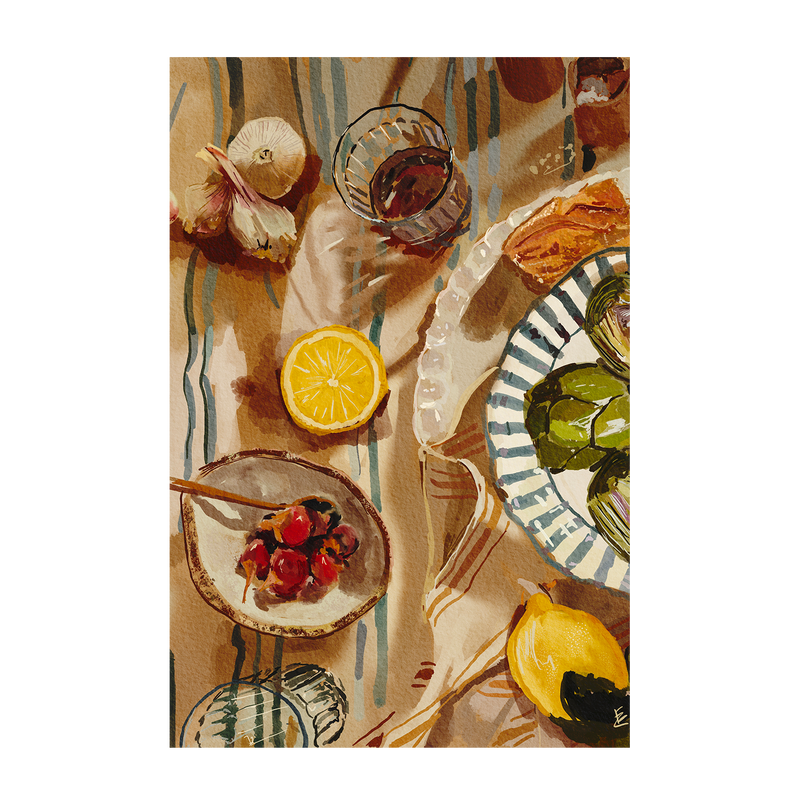 wall-art-print-canvas-poster-framed-Mediterranean Lunch , By Ekaterina Zagorska-1
