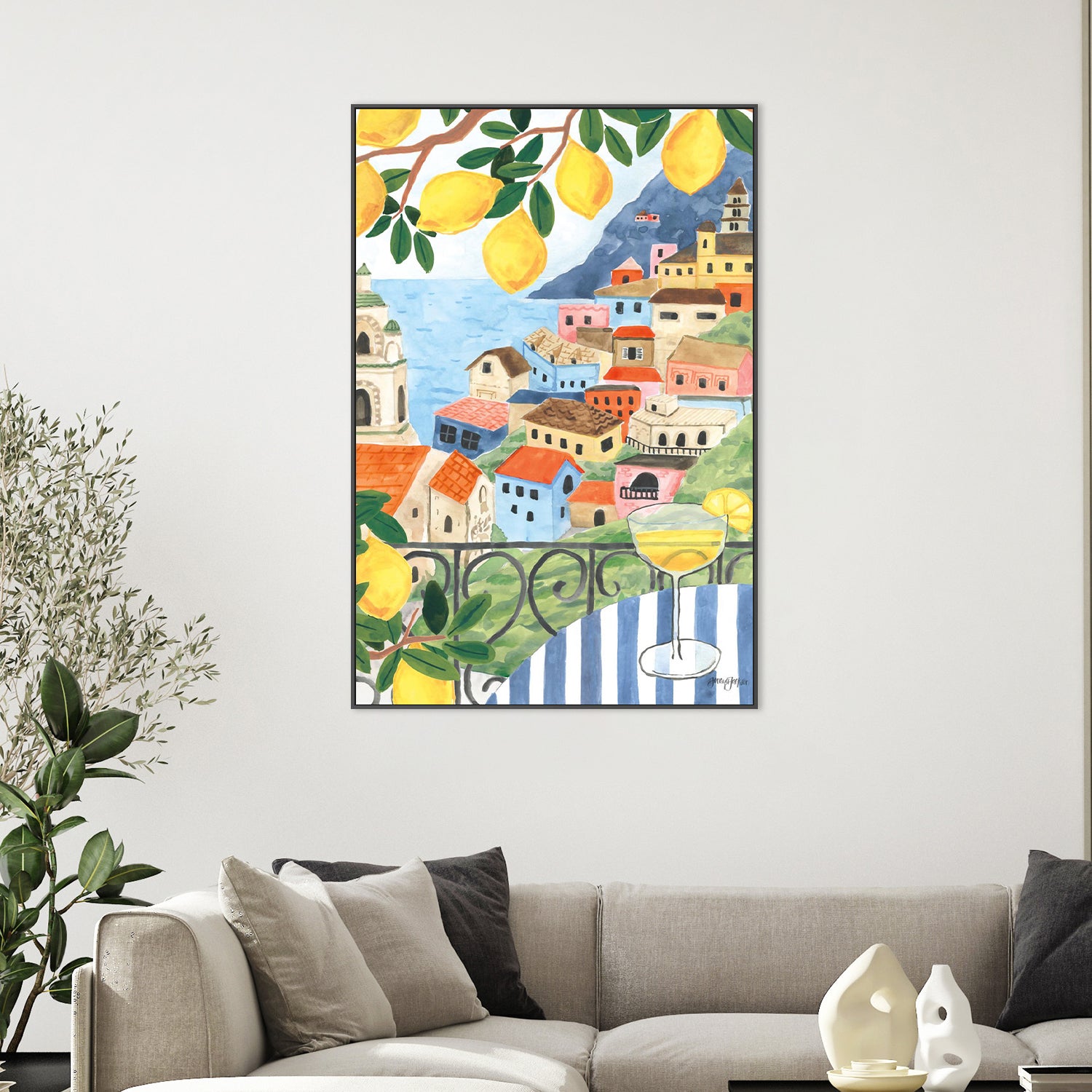 wall-art-print-canvas-poster-framed-Mediterranean View Crop, Style A-2