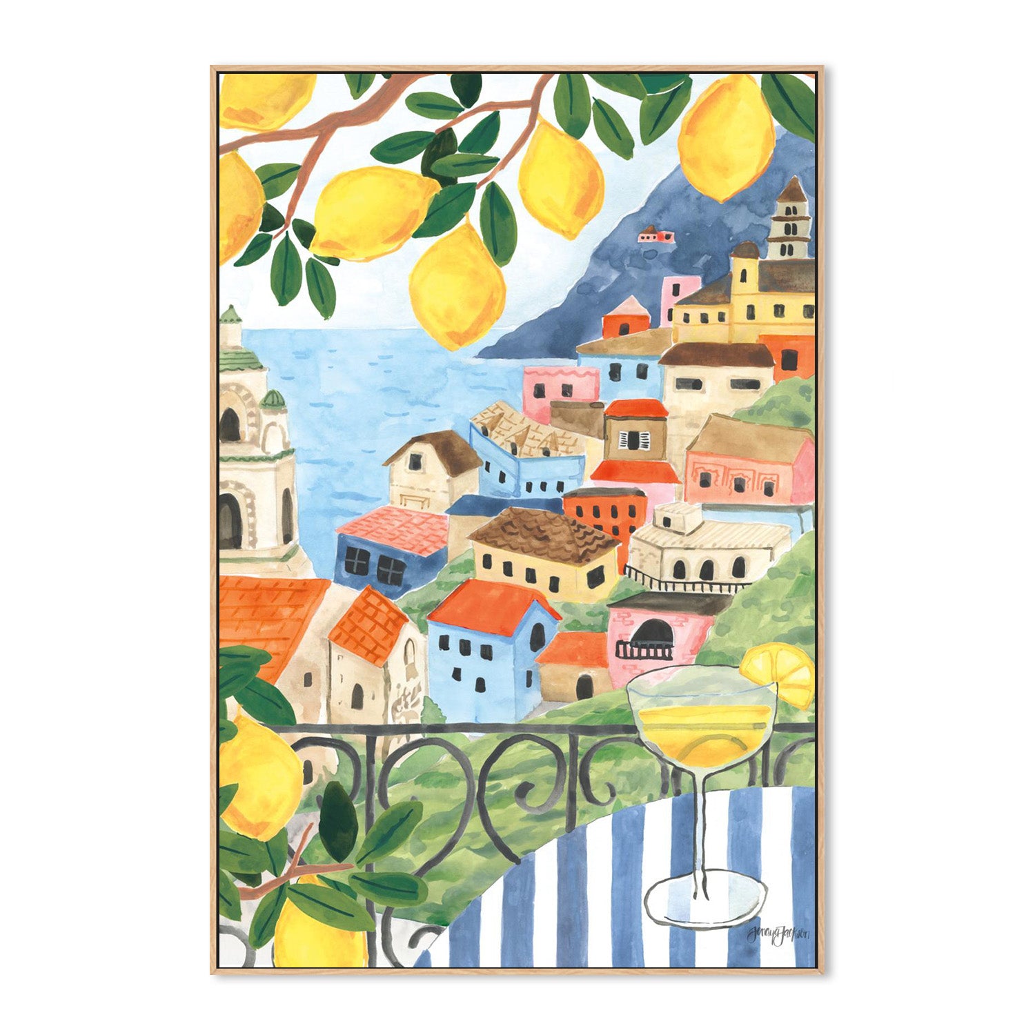 wall-art-print-canvas-poster-framed-Mediterranean View Crop, Style A-4