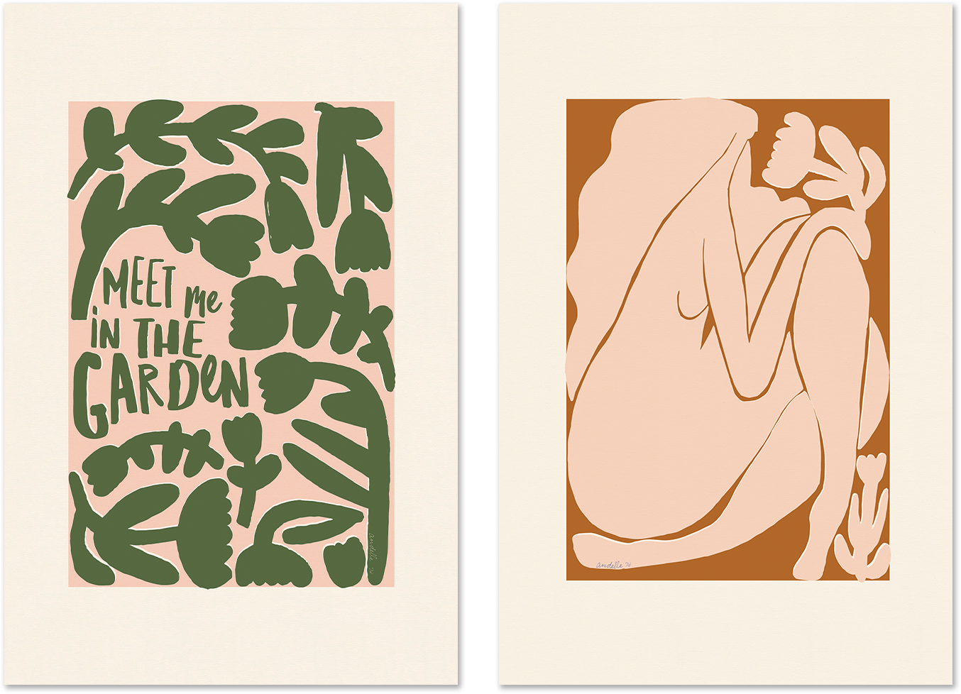 wall-art-print-canvas-poster-framed-Meet Me In The Garden, Style A & B, Set Of 2 , By Andelle Art-1