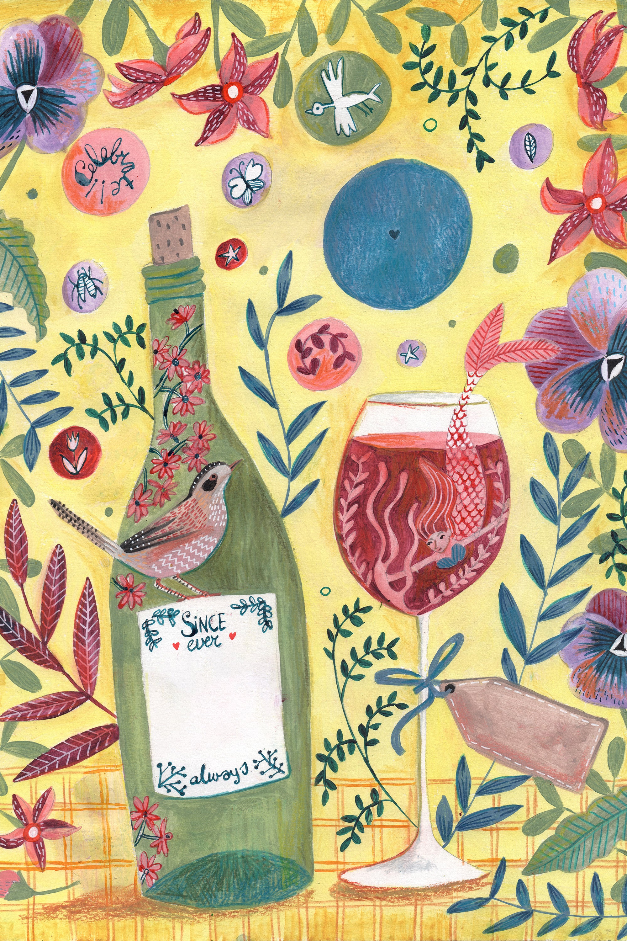 wall-art-print-canvas-poster-framed-Mermaid Wine-1