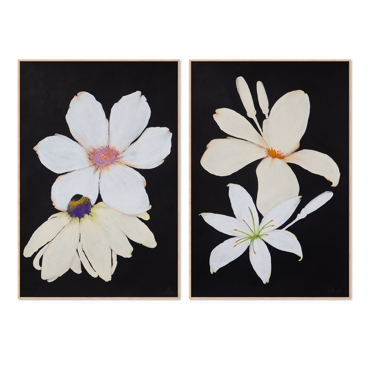 wall-art-print-canvas-poster-framed-Midnight Florals, Style A & B, Set Of 2 , By Filippoloco-4