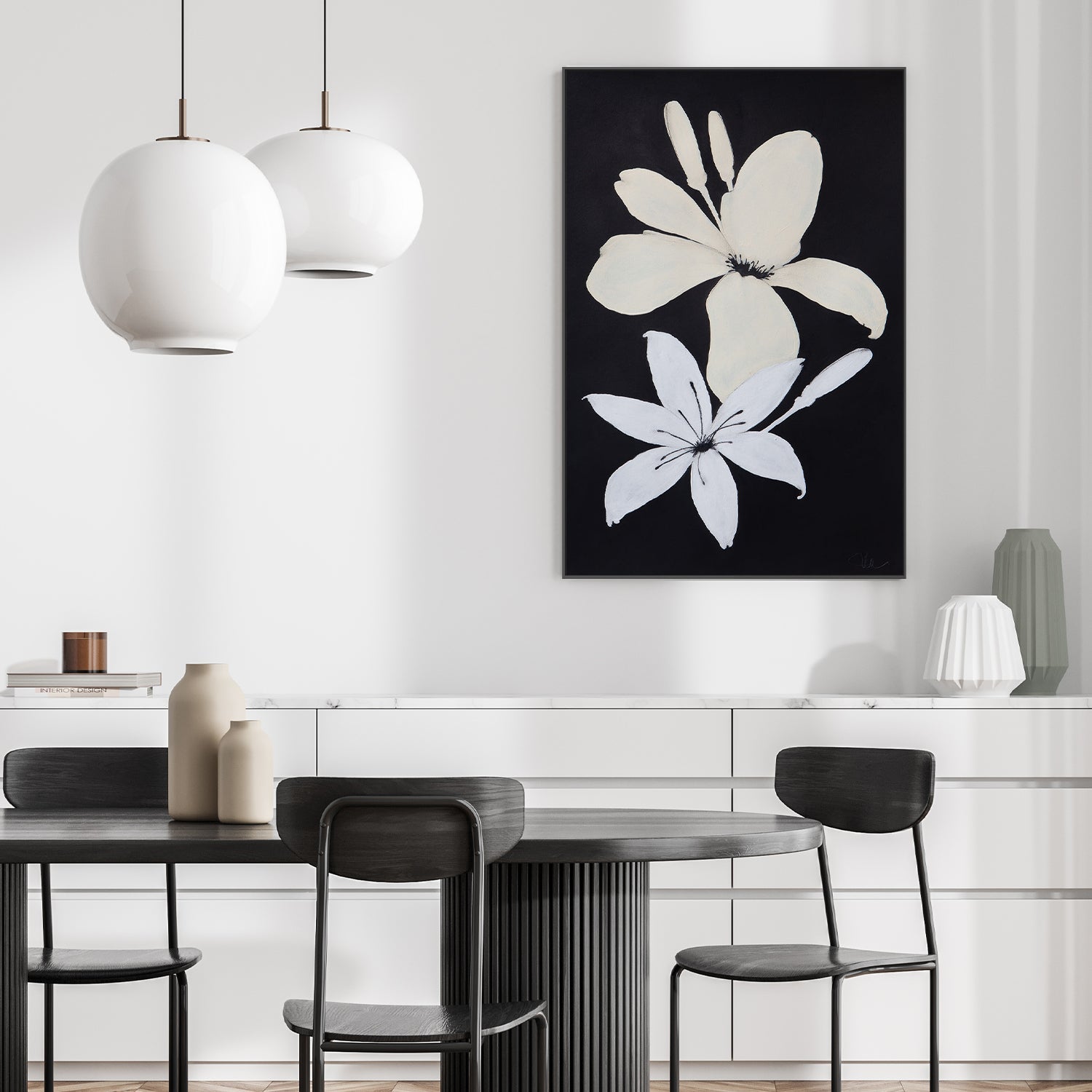 wall-art-print-canvas-poster-framed-Midnight Florals, Style D , By Filippoloco-2