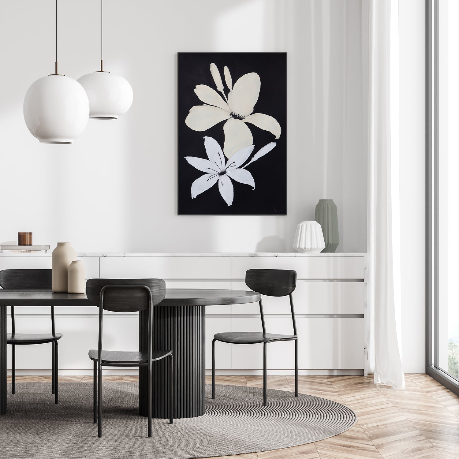 wall-art-print-canvas-poster-framed-Midnight Florals, Style D , By Filippoloco-7