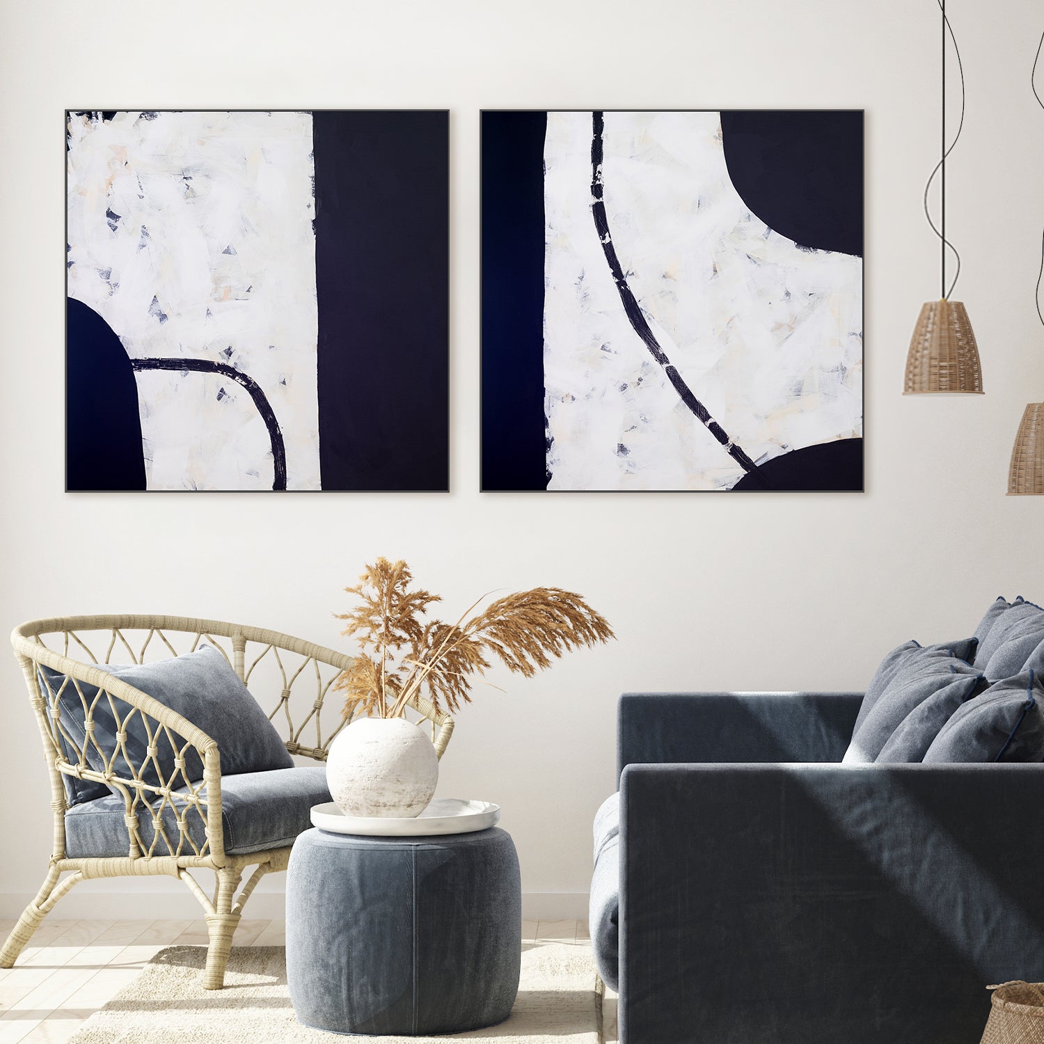 wall-art-print-canvas-poster-framed-Midnight, Set Of 2-2