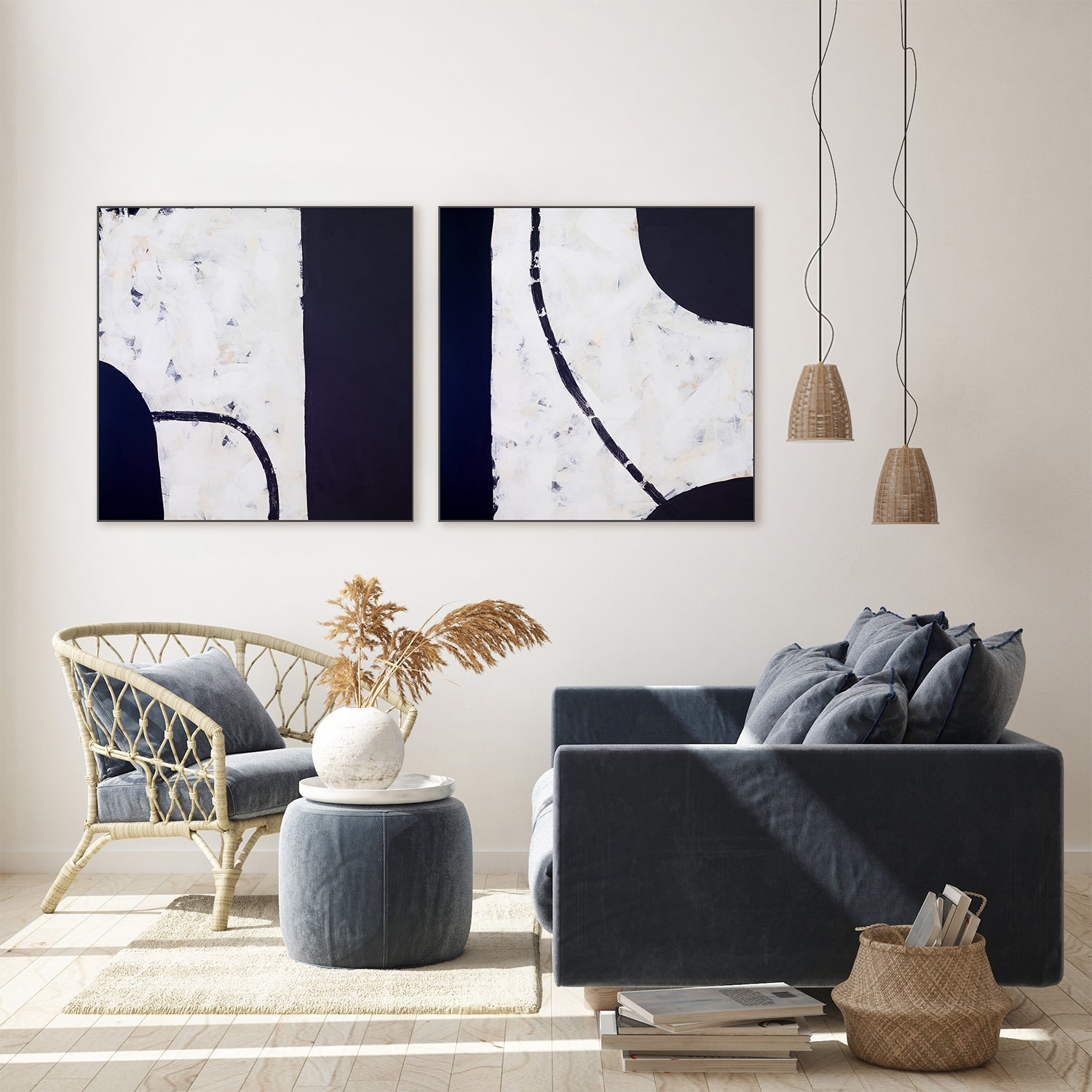 wall-art-print-canvas-poster-framed-Midnight, Set Of 2-7