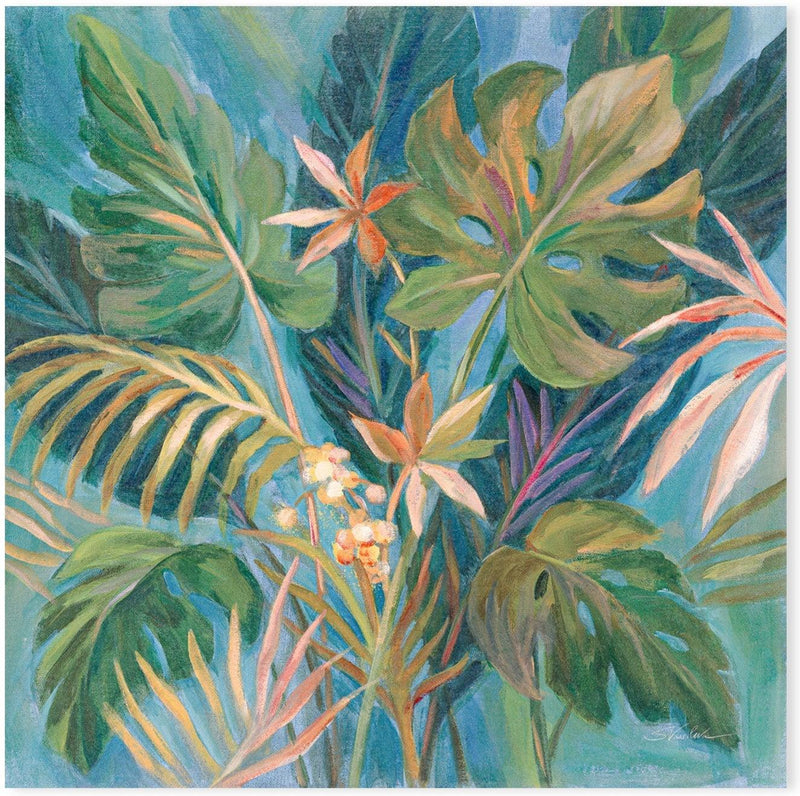 wall-art-print-canvas-poster-framed-Midnight Tropical Leaves , By Silvia Vassileva-GIOIA-WALL-ART