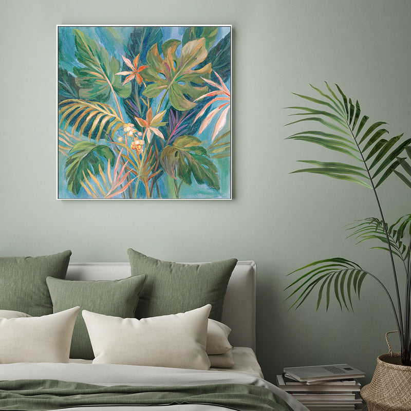 wall-art-print-canvas-poster-framed-Midnight Tropical Leaves , By Silvia Vassileva-GIOIA-WALL-ART
