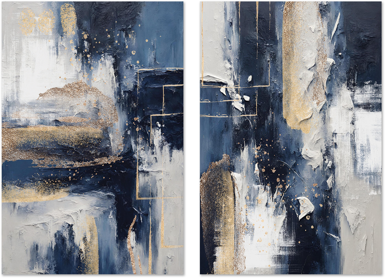 wall-art-print-canvas-poster-framed-Midnight with Gold, Style A & B, Set Of 2 , By Sally Ann Moss-1