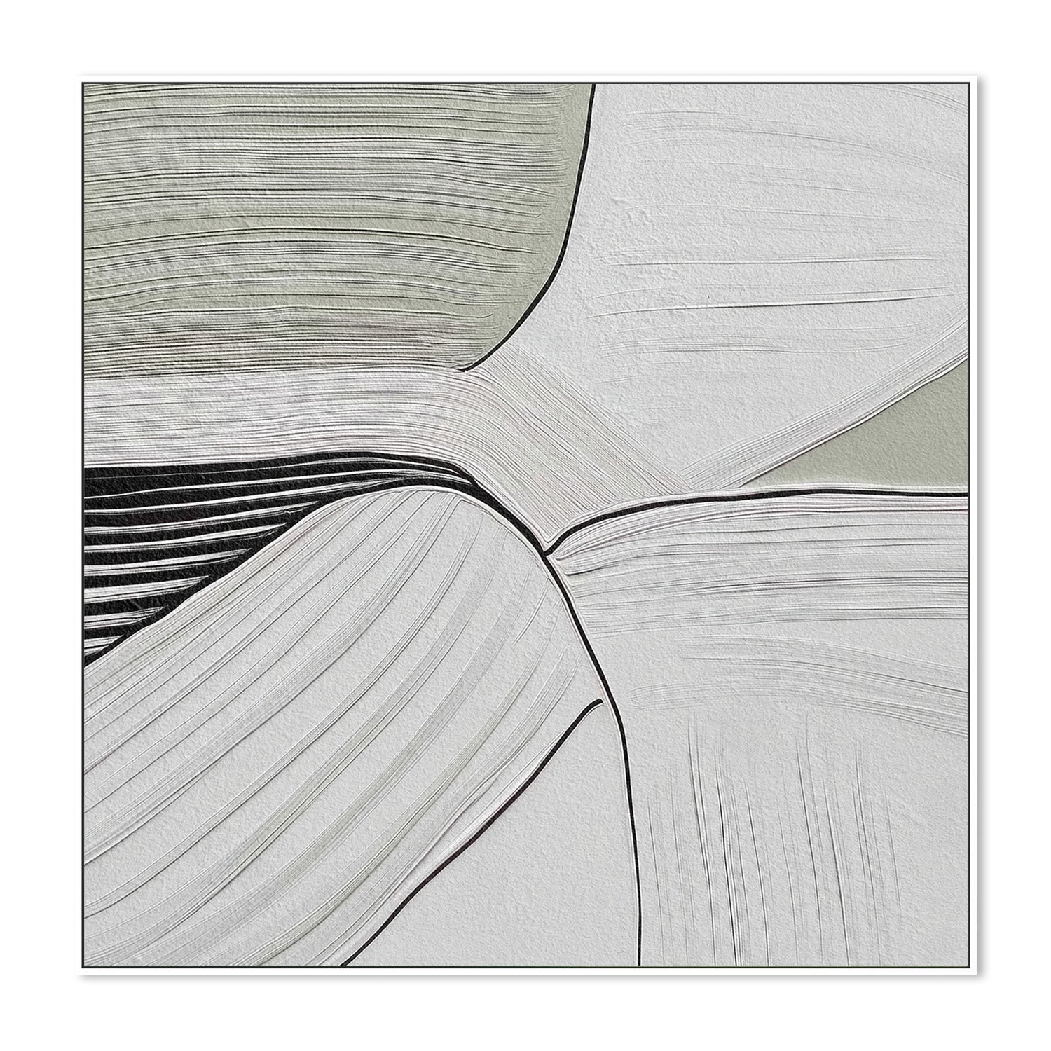 wall-art-print-canvas-poster-framed-Minimal Lines Grey Green, Style A , By Alma-5