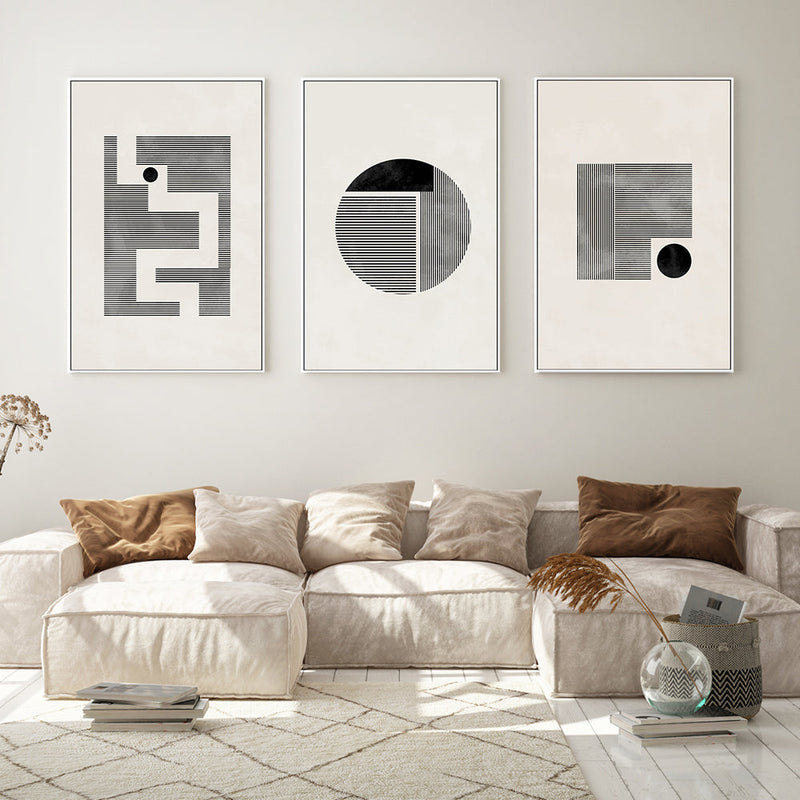 wall-art-print-canvas-poster-framed-Minimalist Geometry, Set Of 3-by-Plus X Studio-Gioia Wall Art