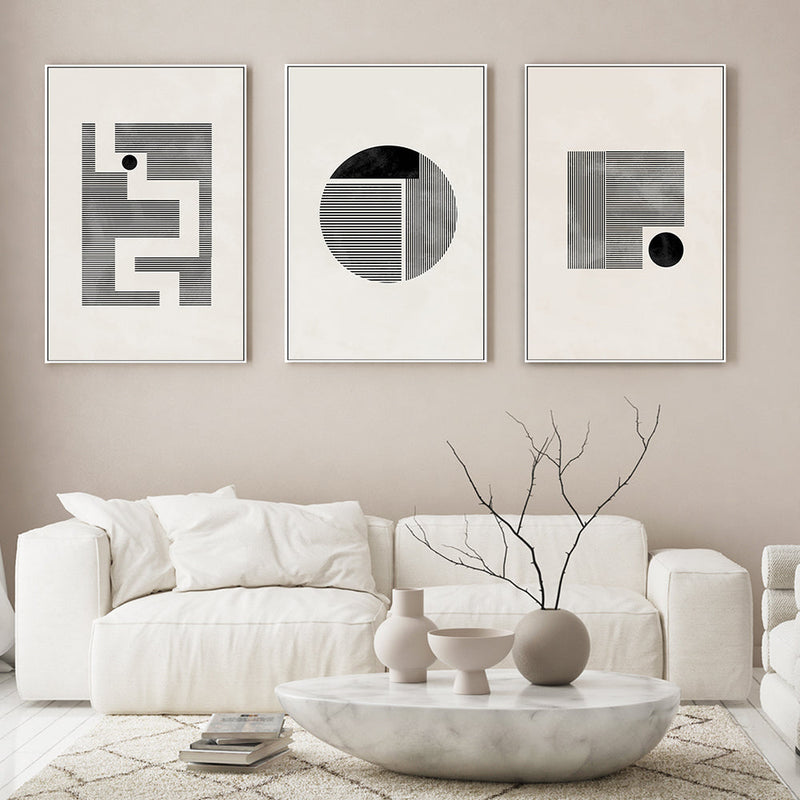 wall-art-print-canvas-poster-framed-Minimalist Geometry, Set Of 3-by-Plus X Studio-Gioia Wall Art