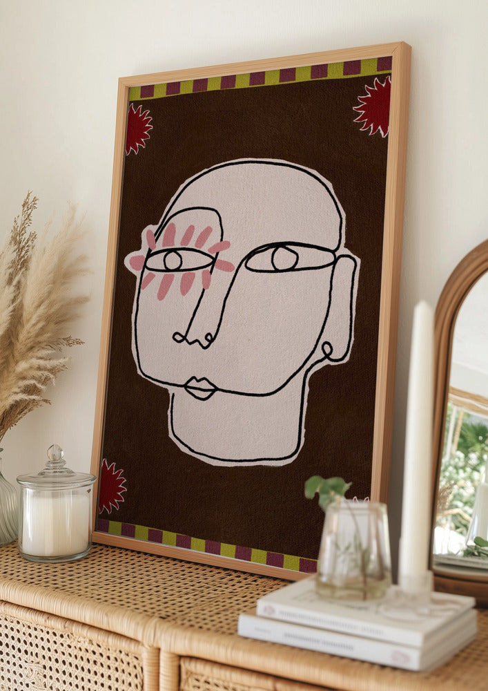 wall-art-print-canvas-poster-framed-Minimalist Line Drawing Of A Face-11