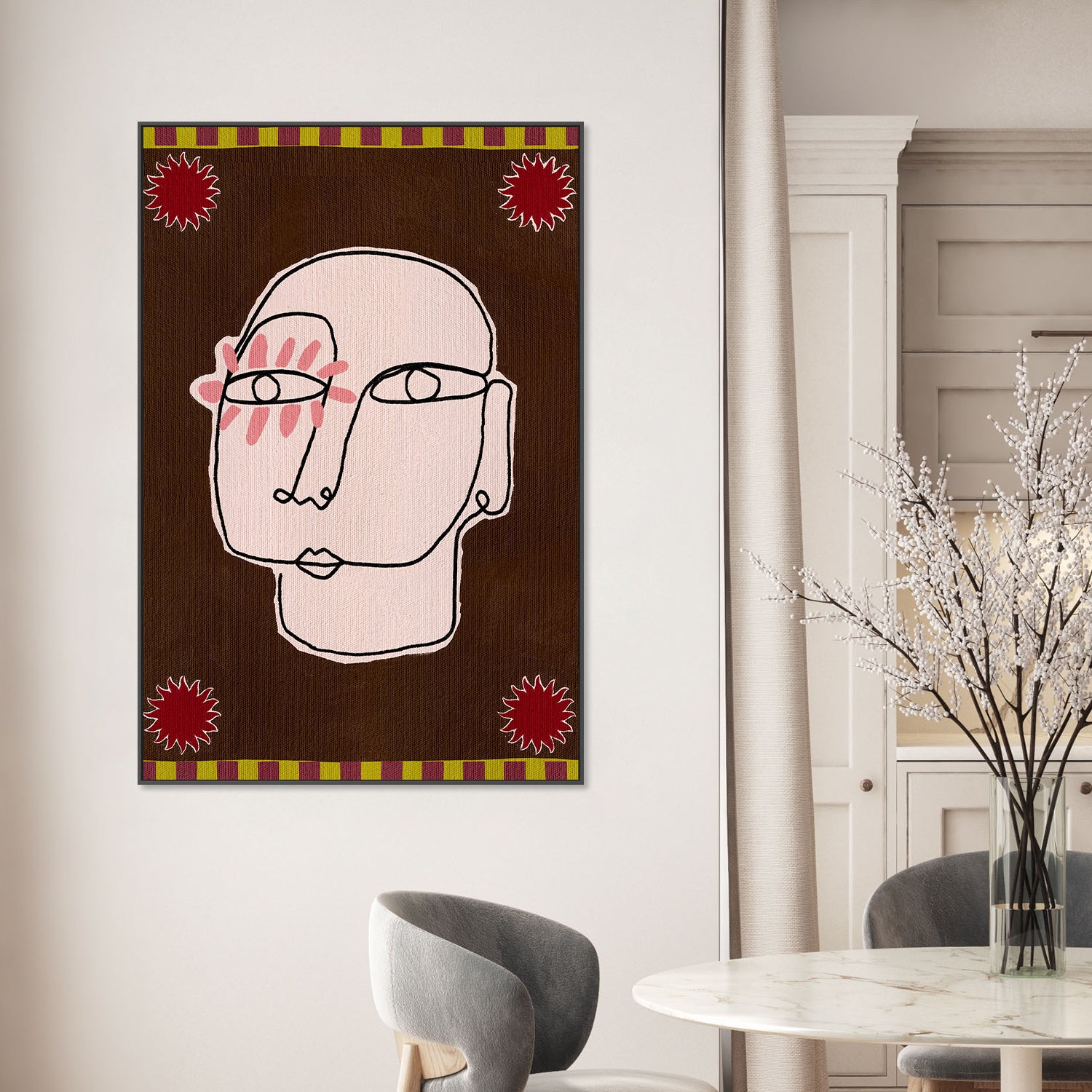 wall-art-print-canvas-poster-framed-Minimalist Line Drawing Of A Face-7
