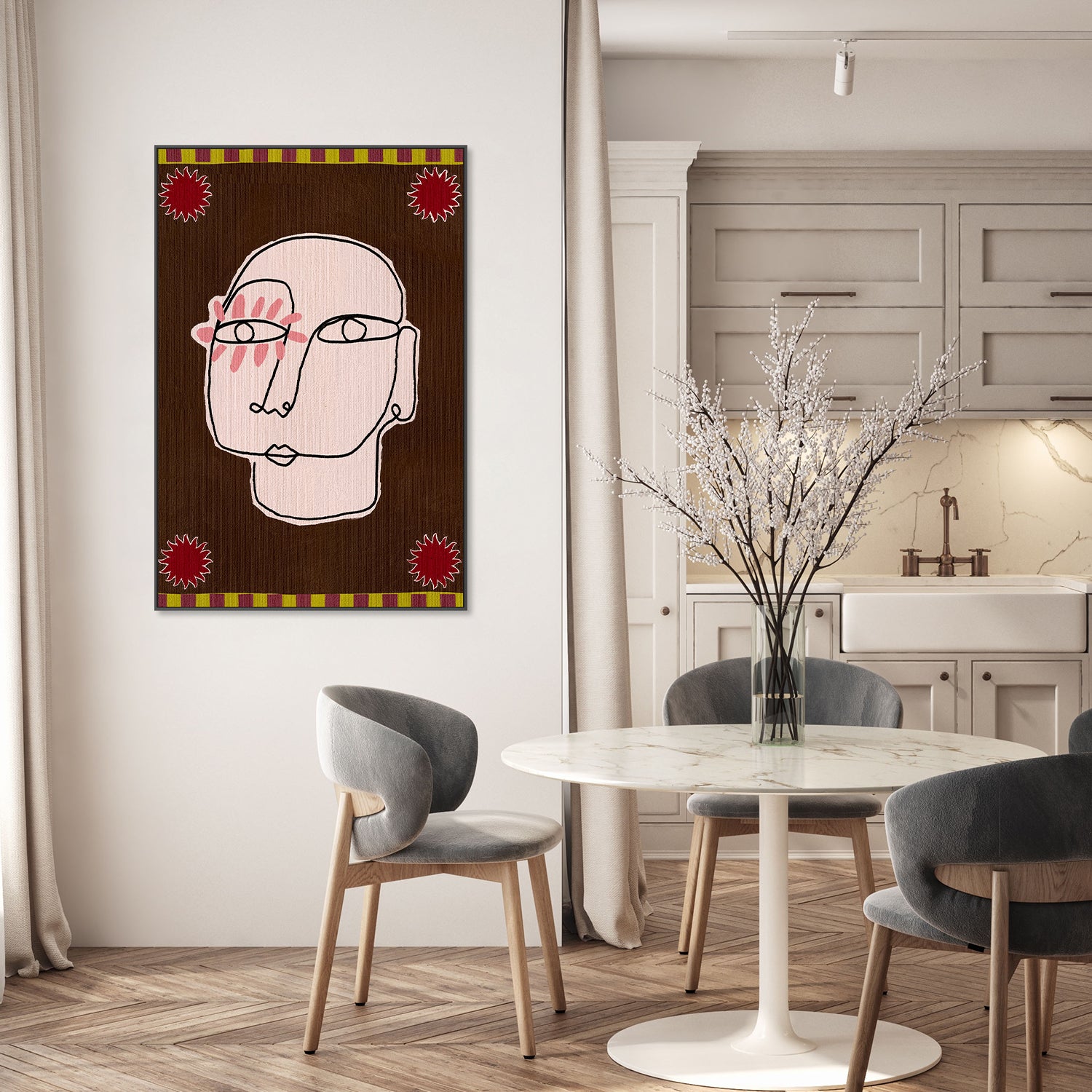 wall-art-print-canvas-poster-framed-Minimalist Line Drawing Of A Face-8
