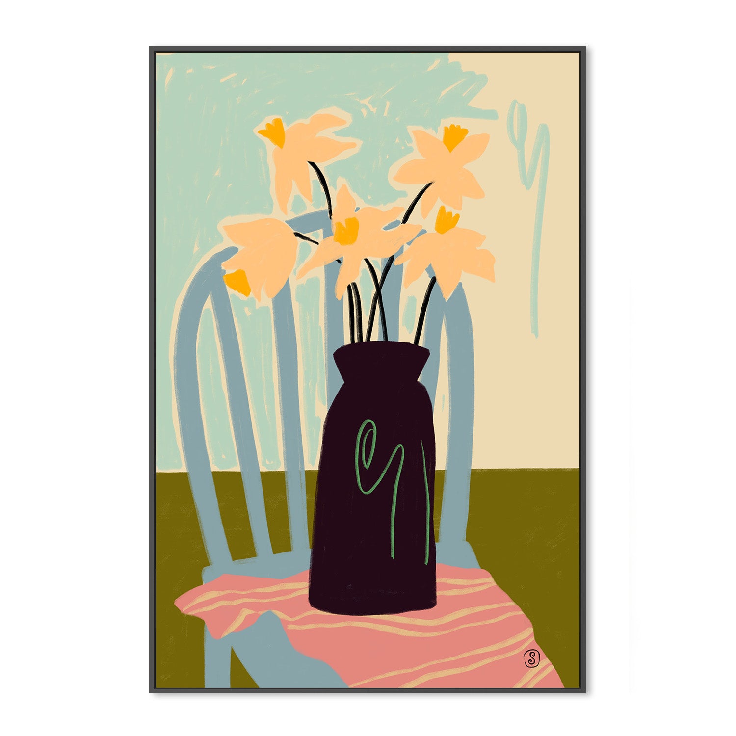 wall-art-print-canvas-poster-framed-Minimalist Still Life With Flowers-3