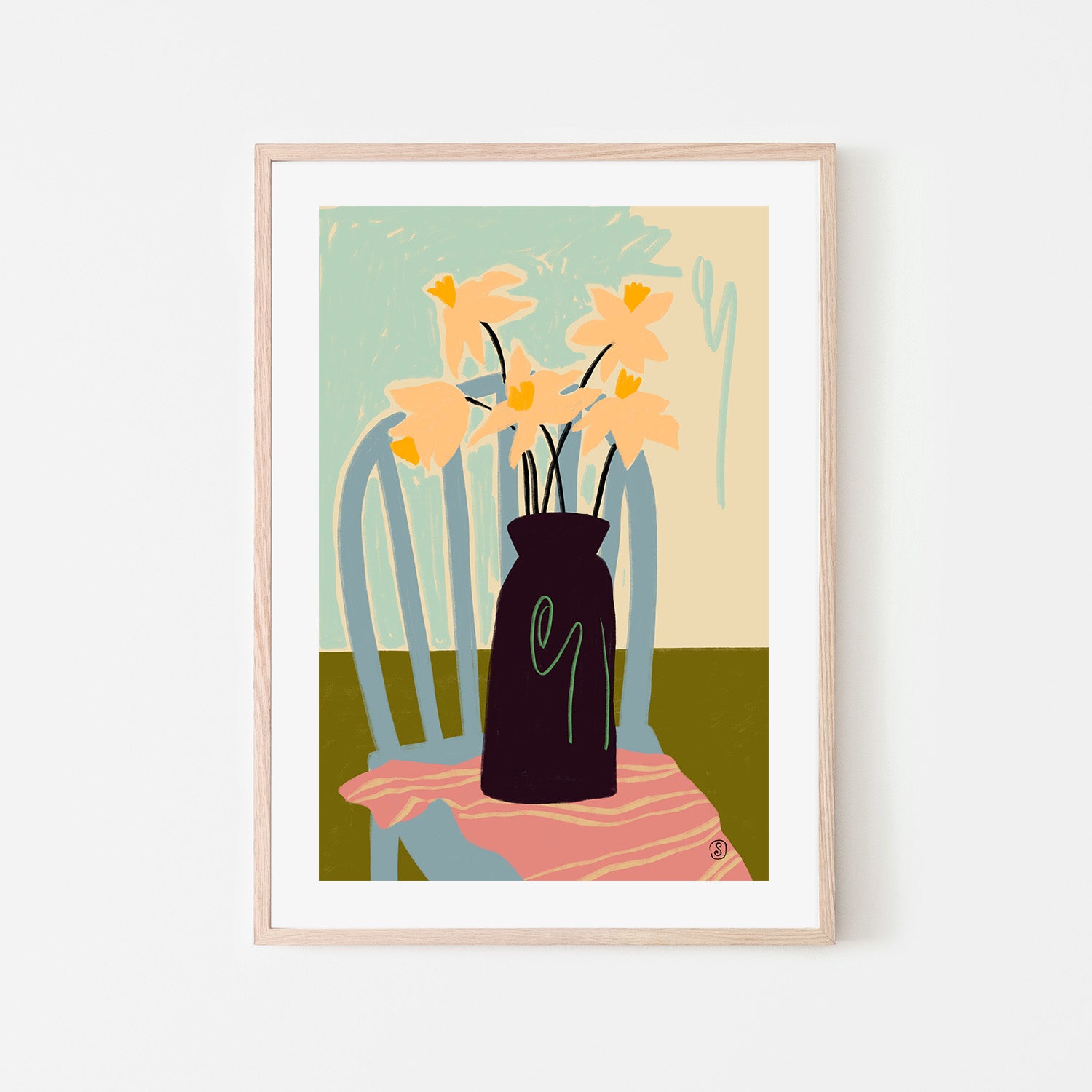 wall-art-print-canvas-poster-framed-Minimalist Still Life With Flowers-6