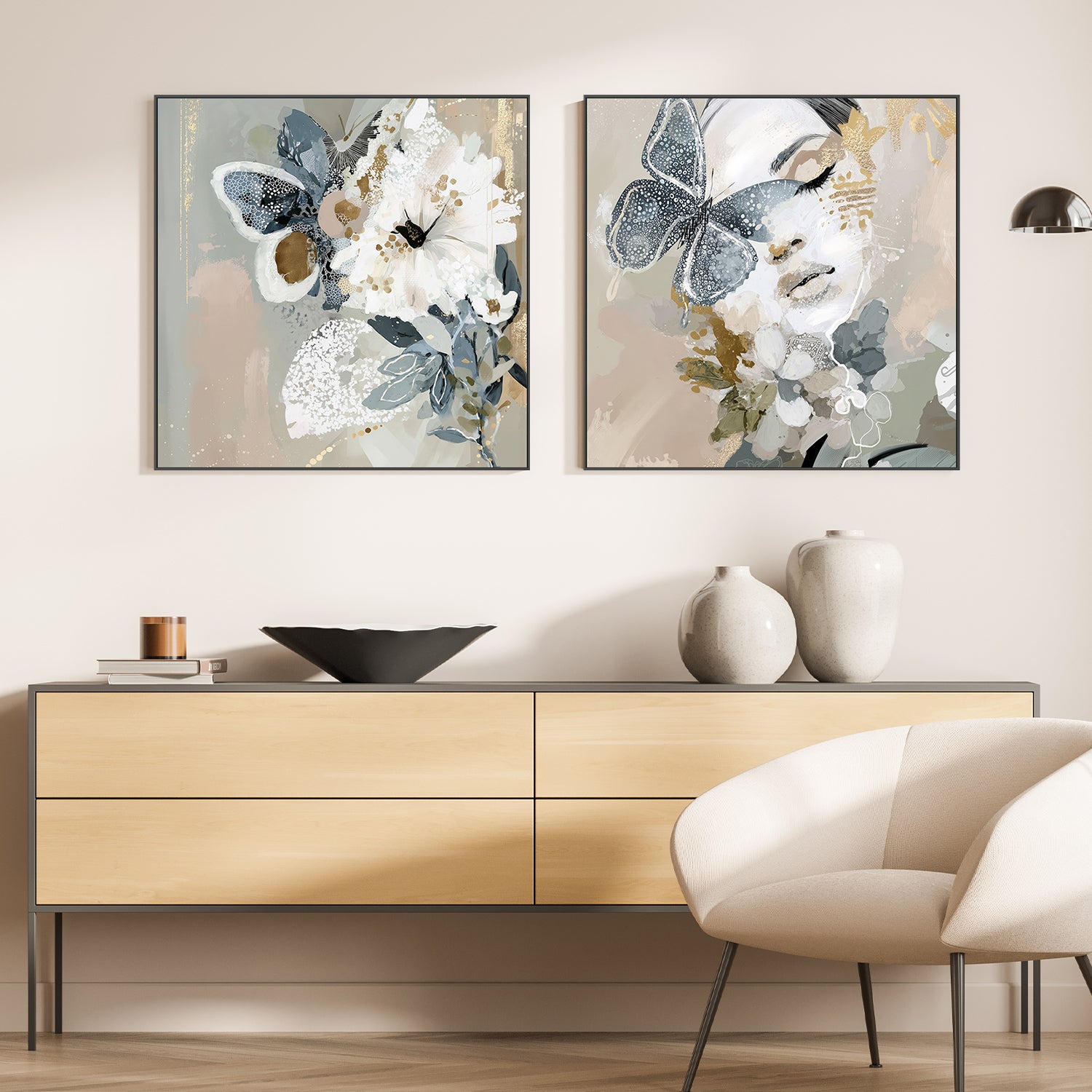 wall-art-print-canvas-poster-framed-Mistwing, Left And Right, Set Of 2-2