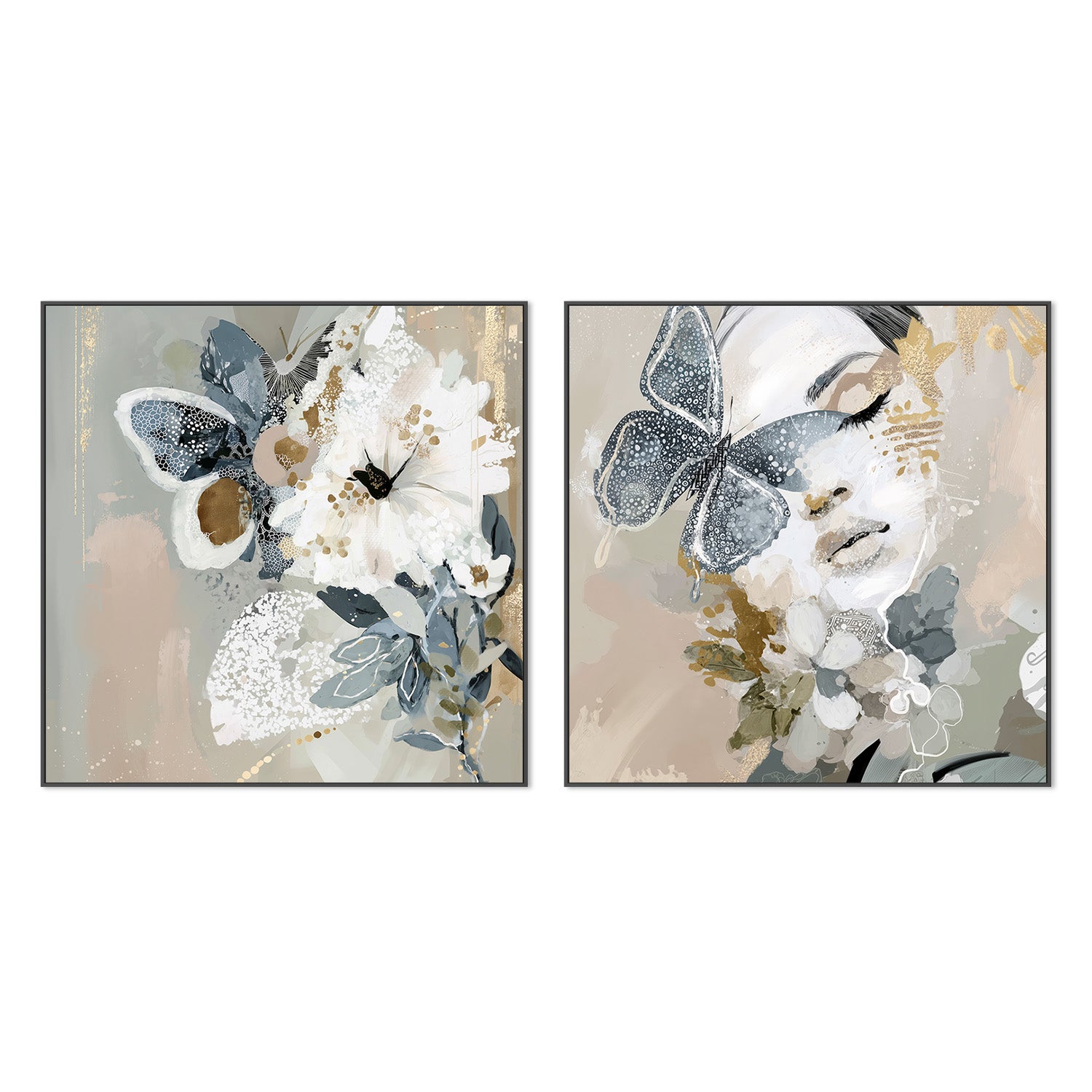 wall-art-print-canvas-poster-framed-Mistwing, Left And Right, Set Of 2-3