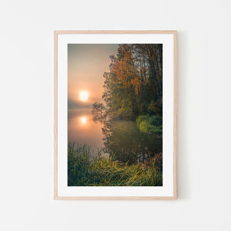wall-art-print-canvas-poster-framed-Misty Fall Lake , By Christian Lindsten-GIOIA-WALL-ART