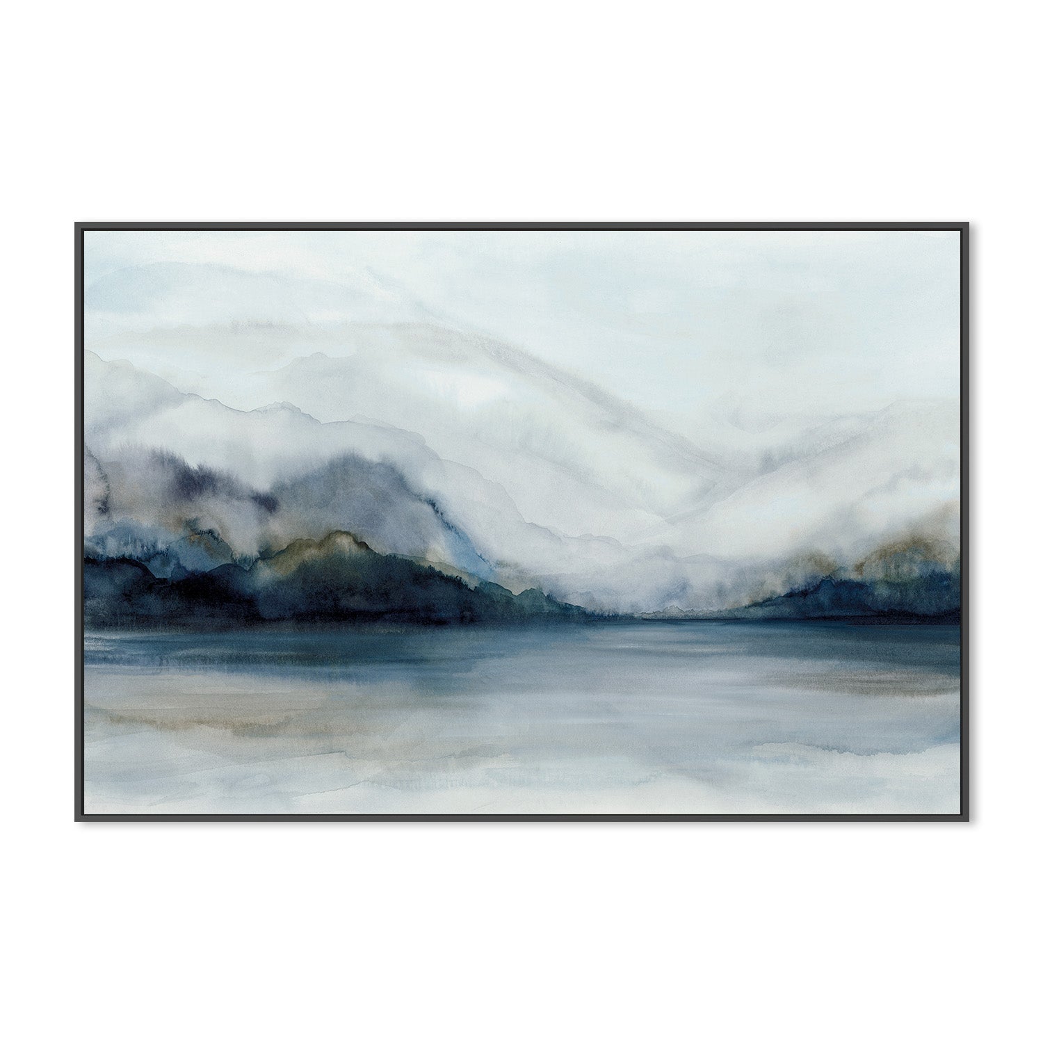 wall-art-print-canvas-poster-framed-Misty Mountains Over Calm Wat...-3
