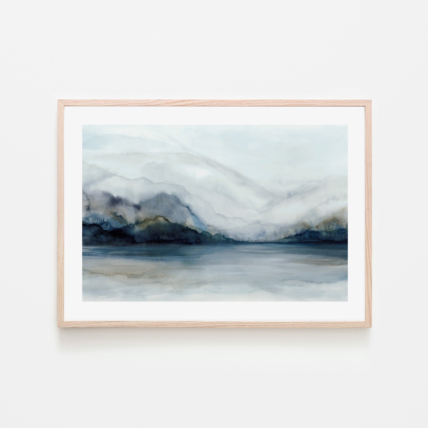 wall-art-print-canvas-poster-framed-Misty Mountains Over Calm Wat...-6