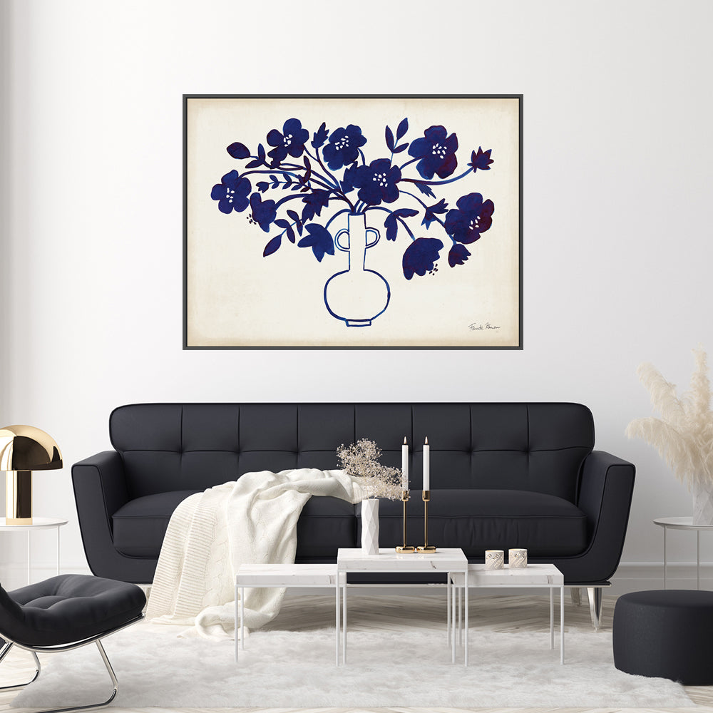 Modern Blue I , By Farida Zaman Wall Art Print Framed Canvas Poster