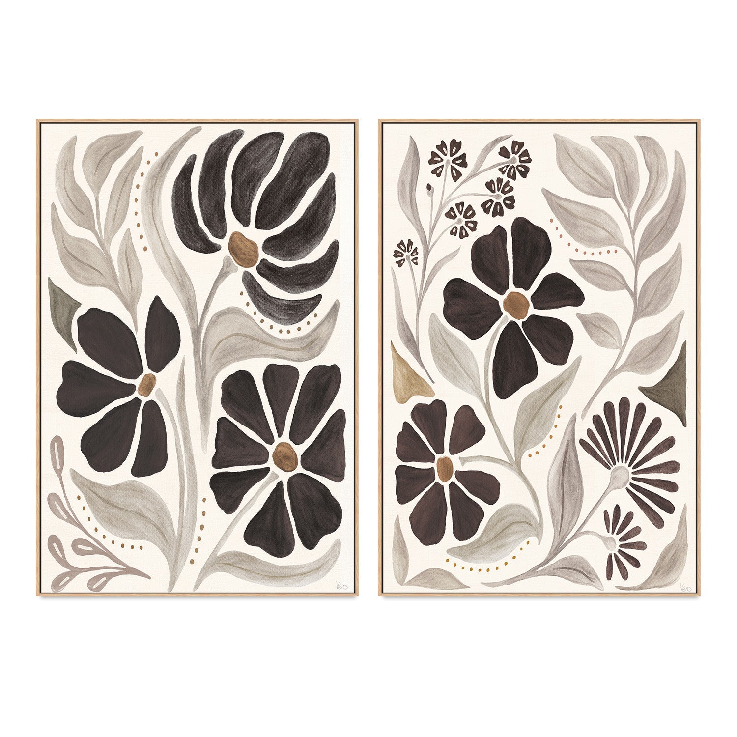 wall-art-print-canvas-poster-framed-Modern Petals, Style A & B, Set Of 2 , By Veronique Charron-4
