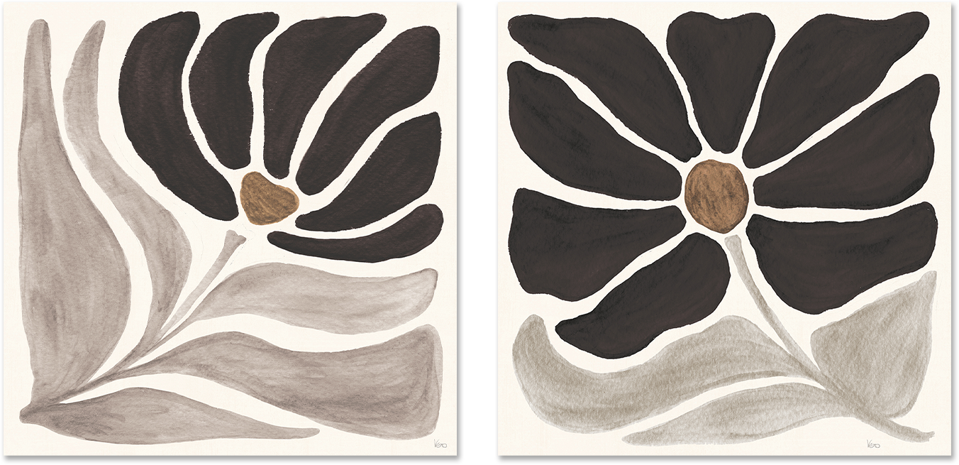 wall-art-print-canvas-poster-framed-Modern Petals, Style C & D, Set Of 2 , By Veronique Charron-1