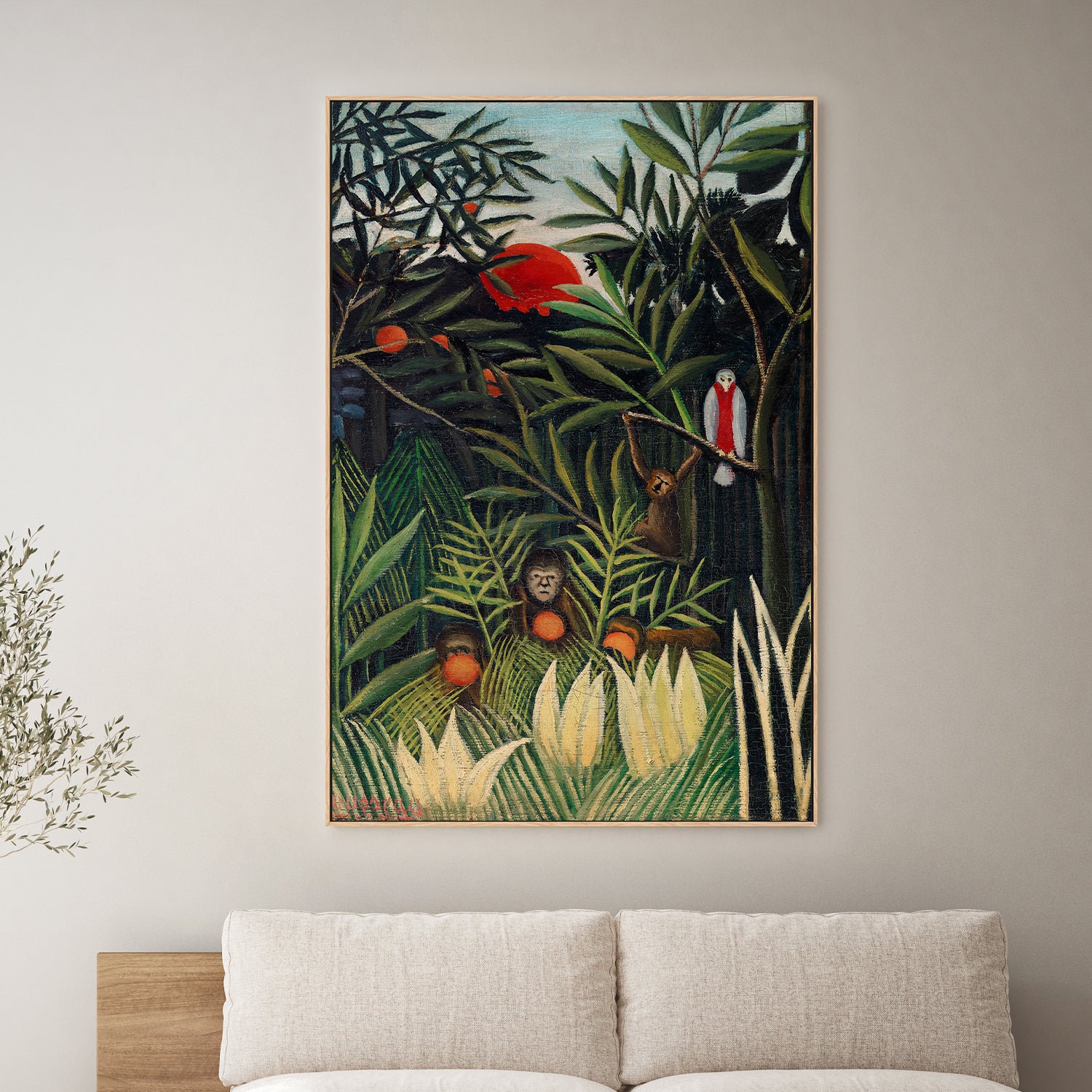 wall-art-print-canvas-poster-framed-Monkeys And Parrot In The Virgin Forest-2