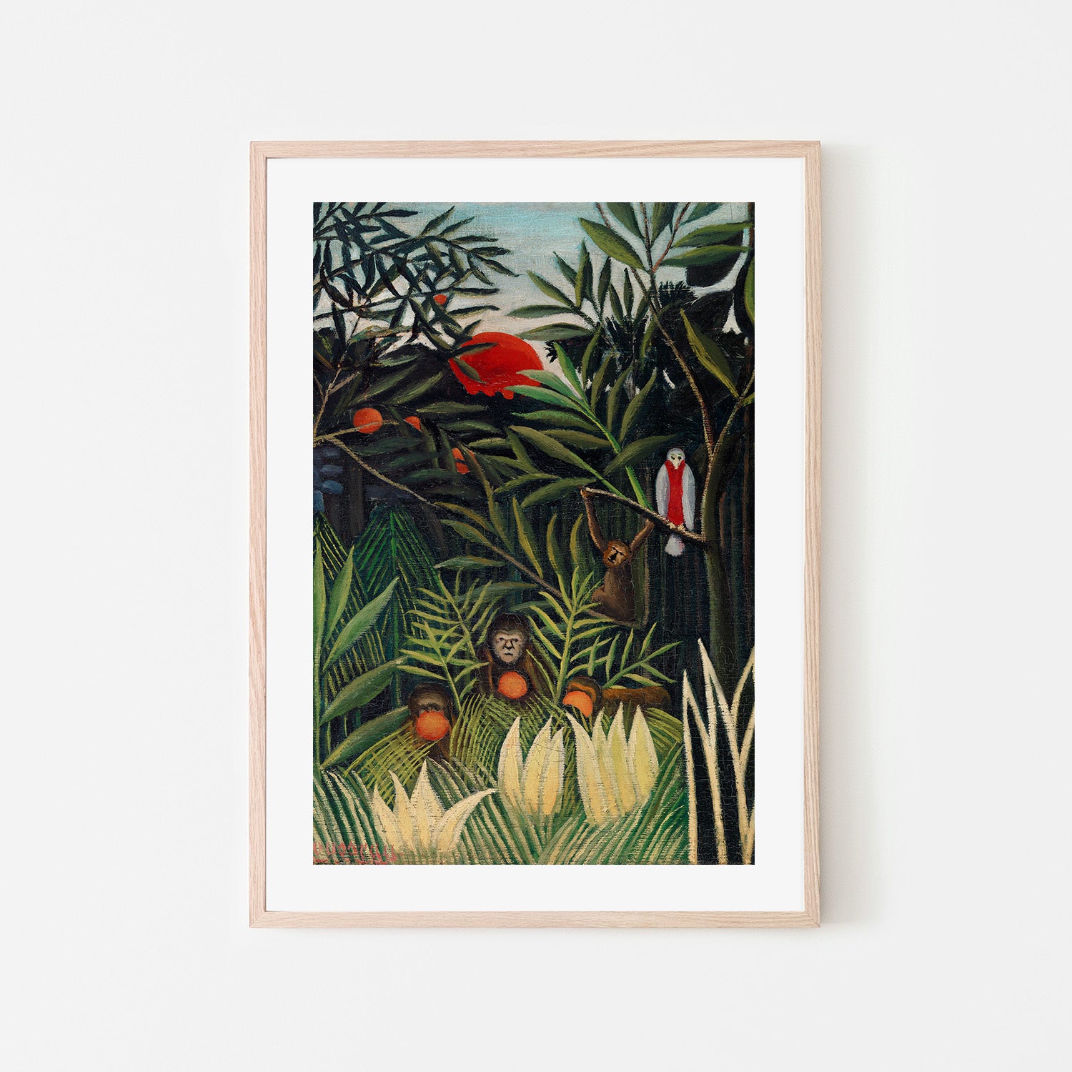 wall-art-print-canvas-poster-framed-Monkeys And Parrot In The Virgin Forest-6