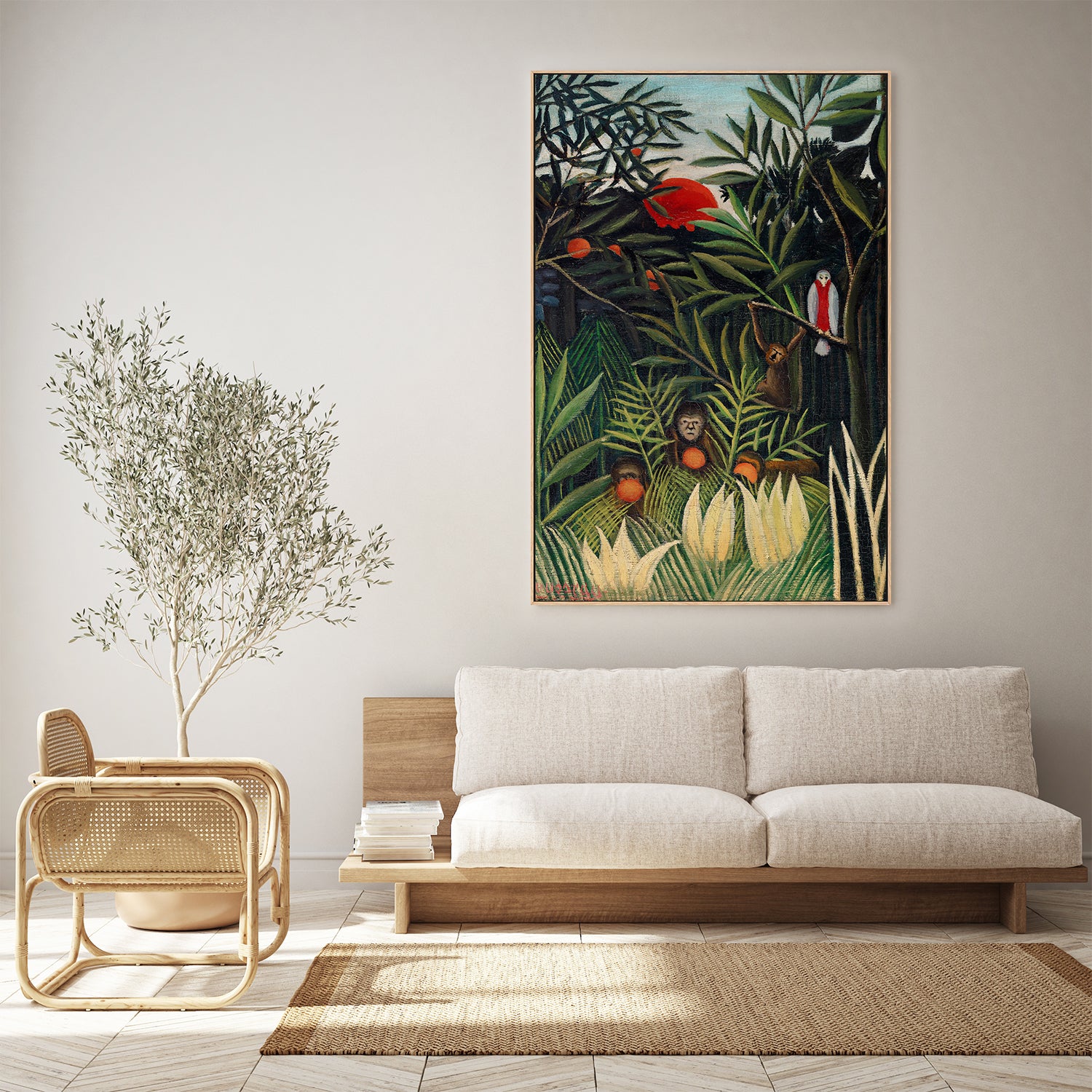wall-art-print-canvas-poster-framed-Monkeys And Parrot In The Virgin Forest-7