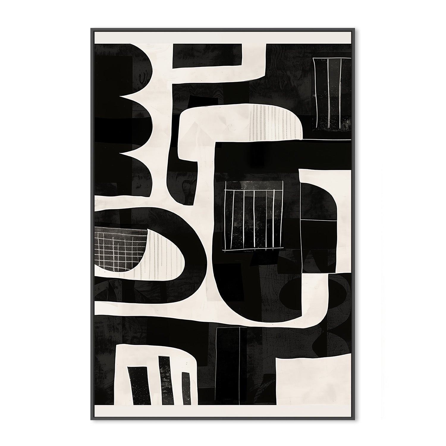 wall-art-print-canvas-poster-framed-Monochrome Abstract, Style B-3
