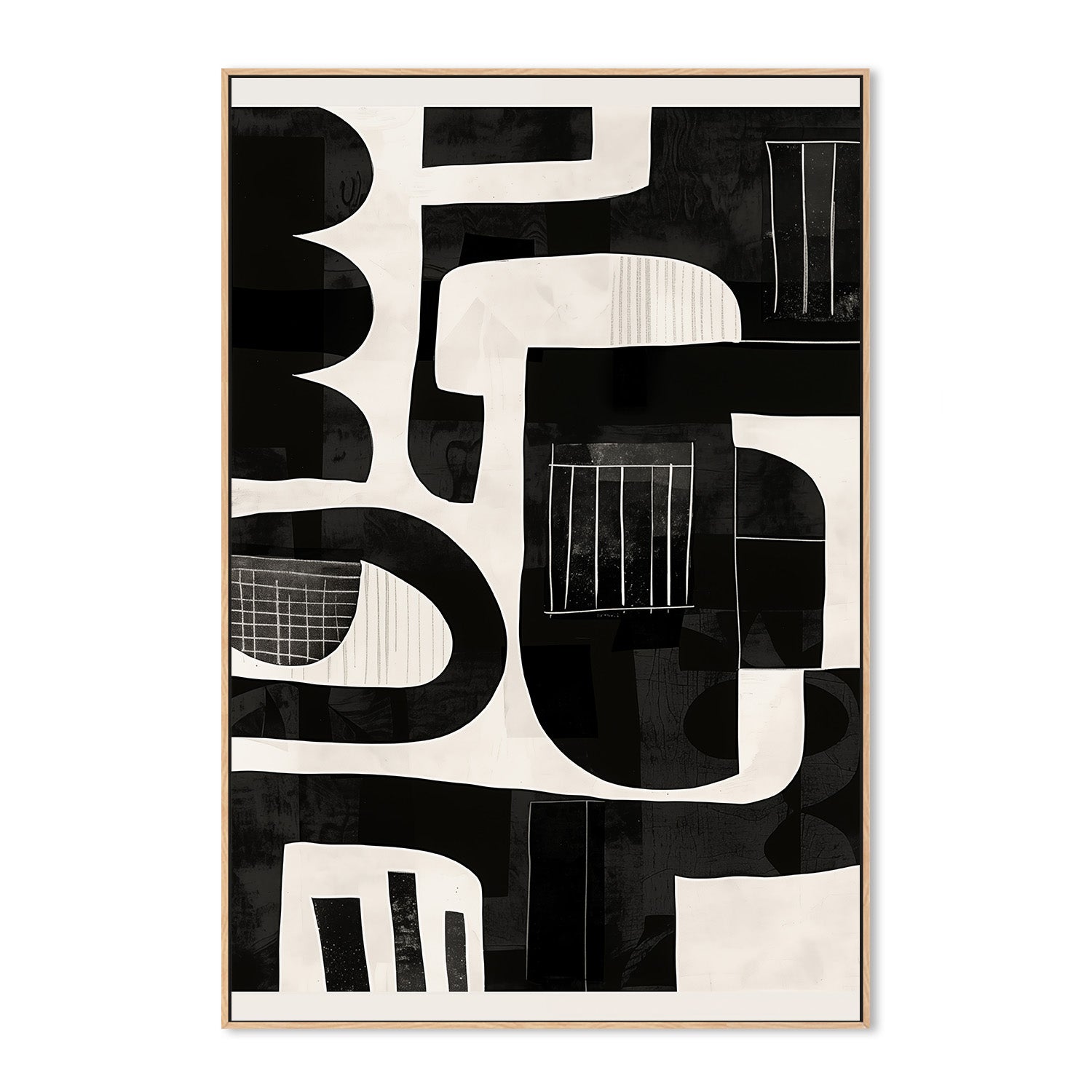 wall-art-print-canvas-poster-framed-Monochrome Abstract, Style B-4