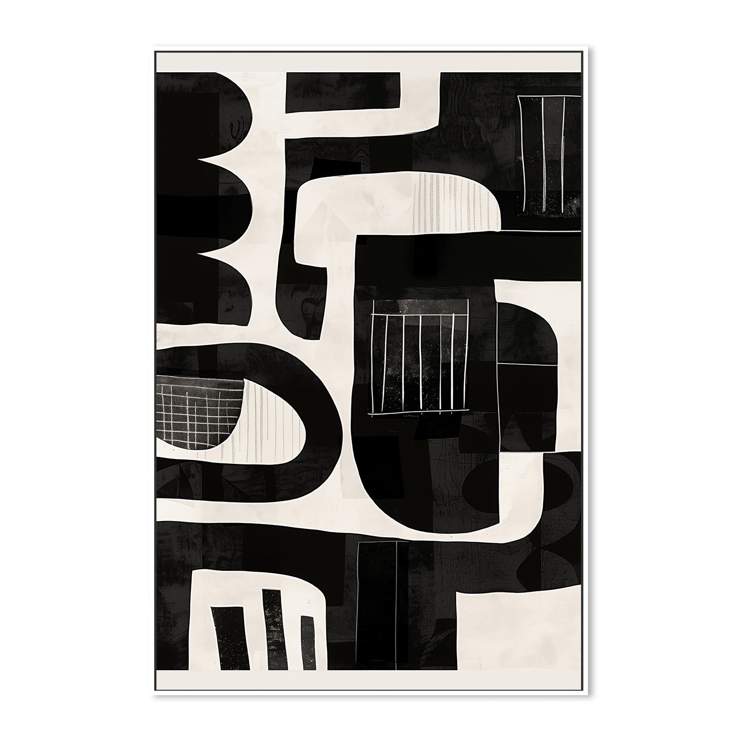 wall-art-print-canvas-poster-framed-Monochrome Abstract, Style B-5