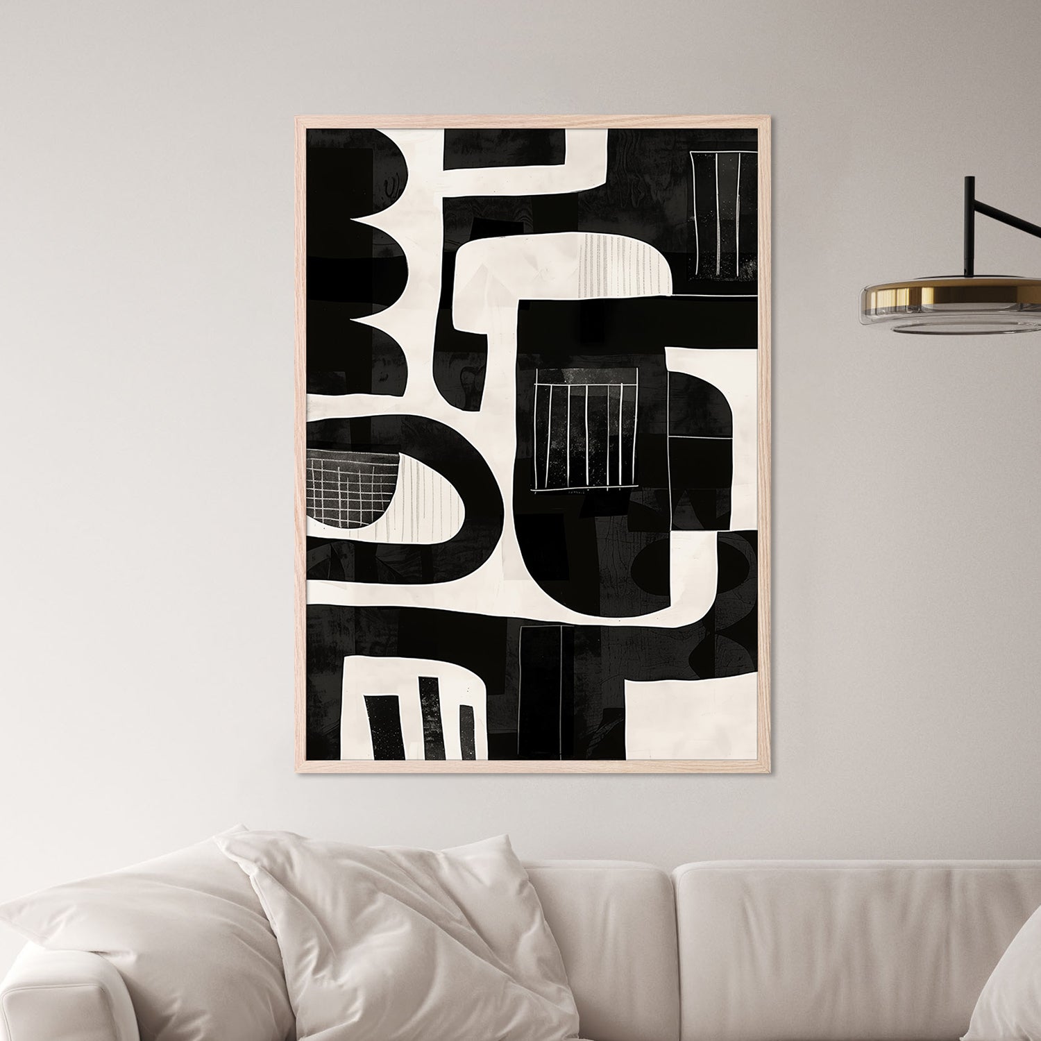 wall-art-print-canvas-poster-framed-Monochrome Abstract, Style B-7
