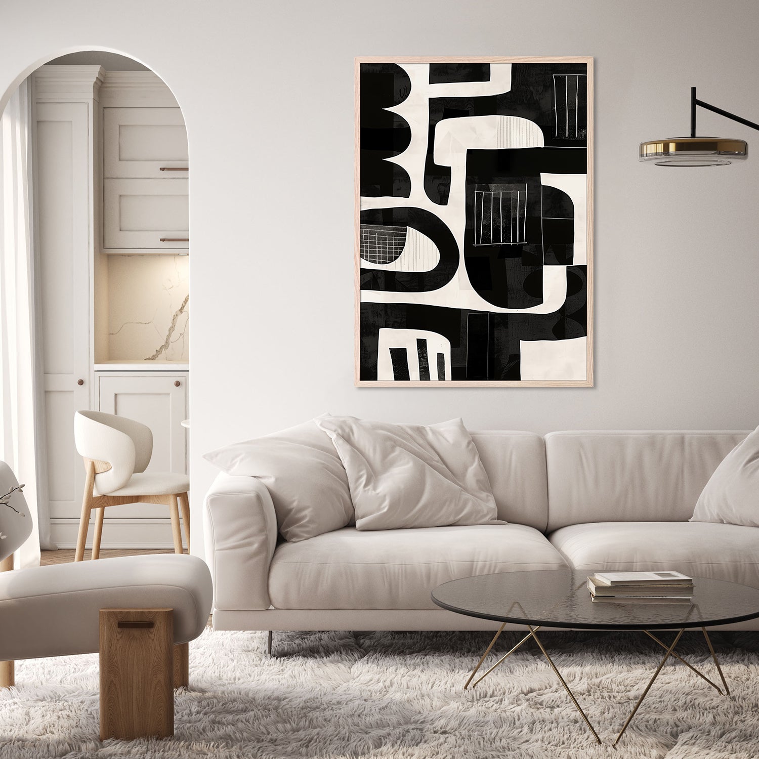 wall-art-print-canvas-poster-framed-Monochrome Abstract, Style B-8
