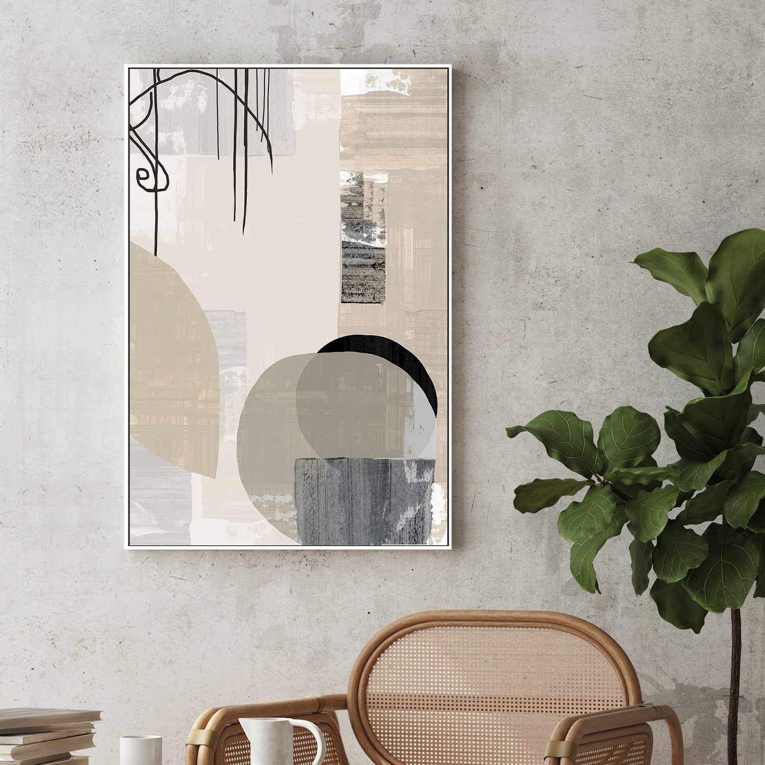 wall-art-print-canvas-poster-framed-Monochrome Fluidity-2