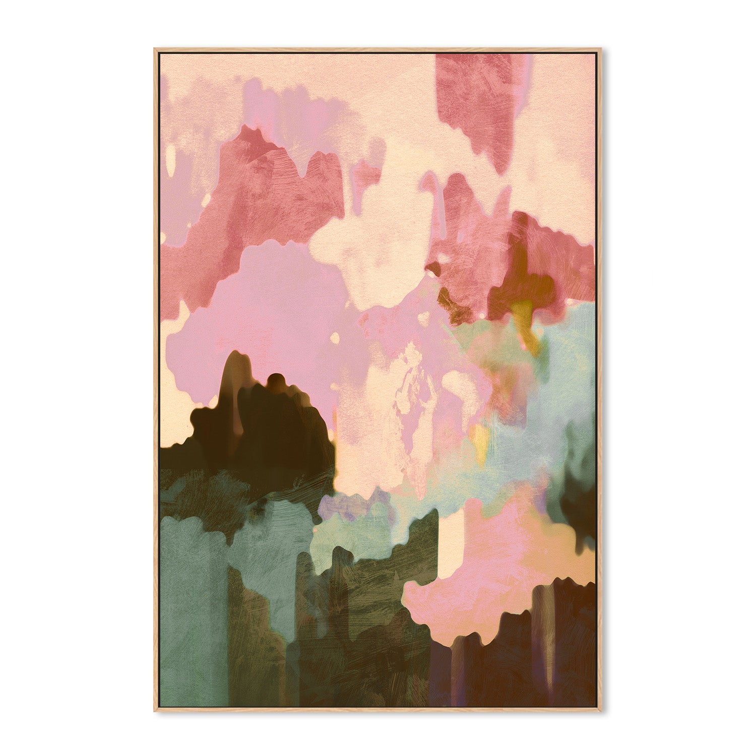 wall-art-print-canvas-poster-framed-Mood, Pink and Green-4