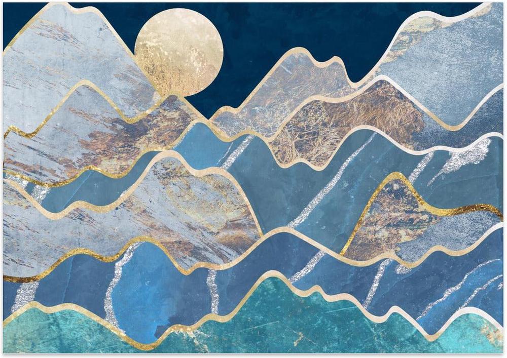 wall-art-print-canvas-poster-framed-Moonlit mountains landscape , By Sarah Manovski-1