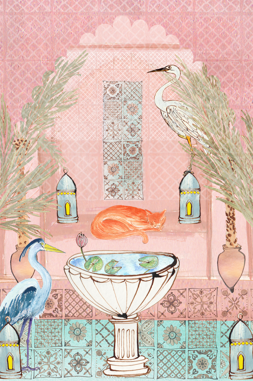 wall-art-print-canvas-poster-framed-Morocco with cat , By Tracy Loughlin-1