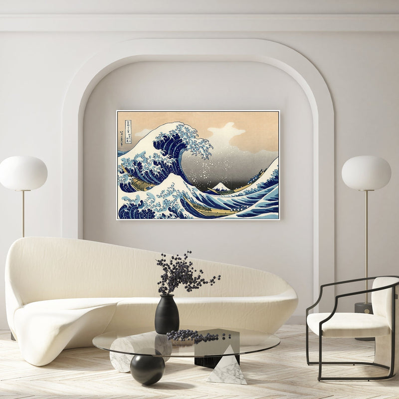 wall-art-print-canvas-poster-framed-Mount Fuji Seen Below a Wave at Kanagawa-by-Katsushika Hokusai-Gioia Wall Art