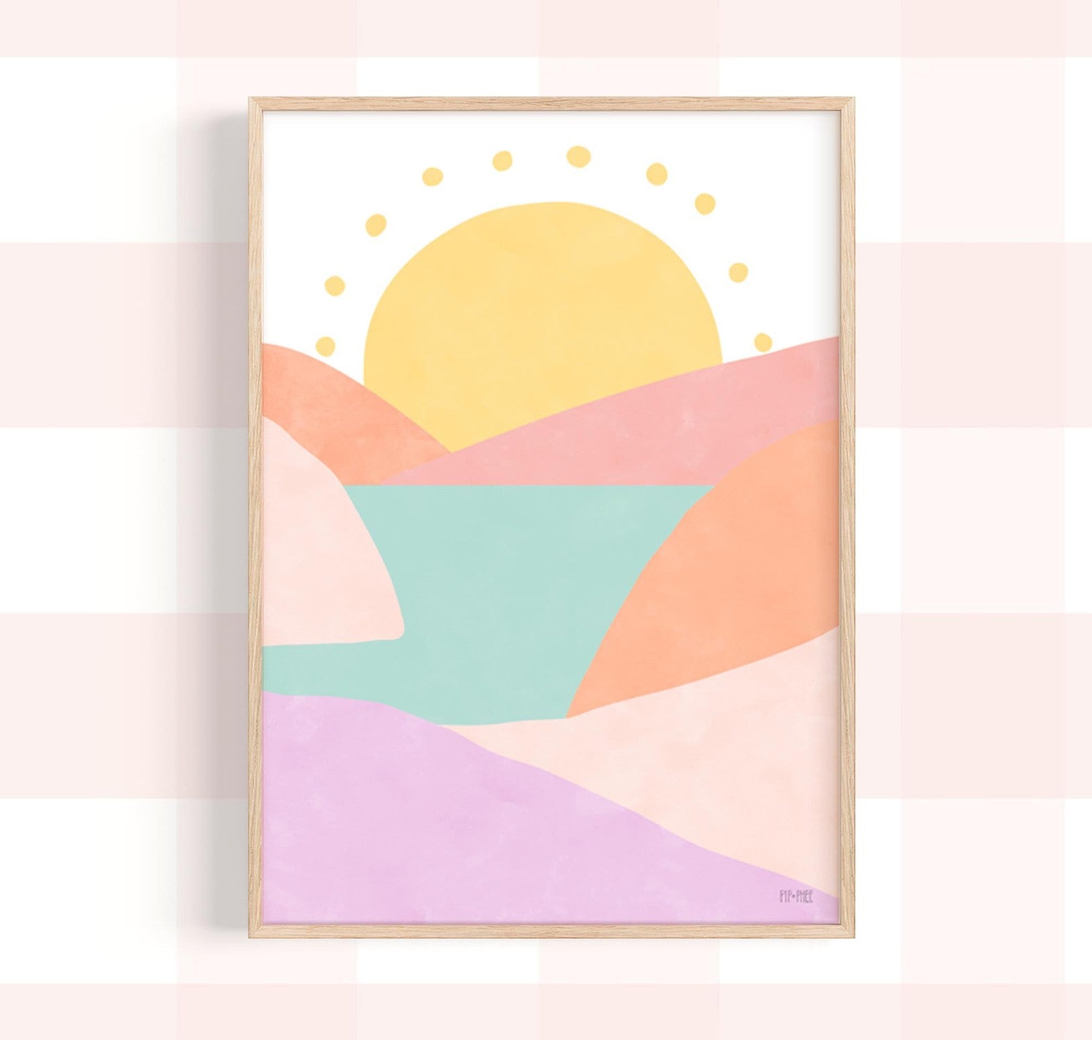 wall-art-print-canvas-poster-framed-Mountain Sunset Pastel , By Pip and Phee-2