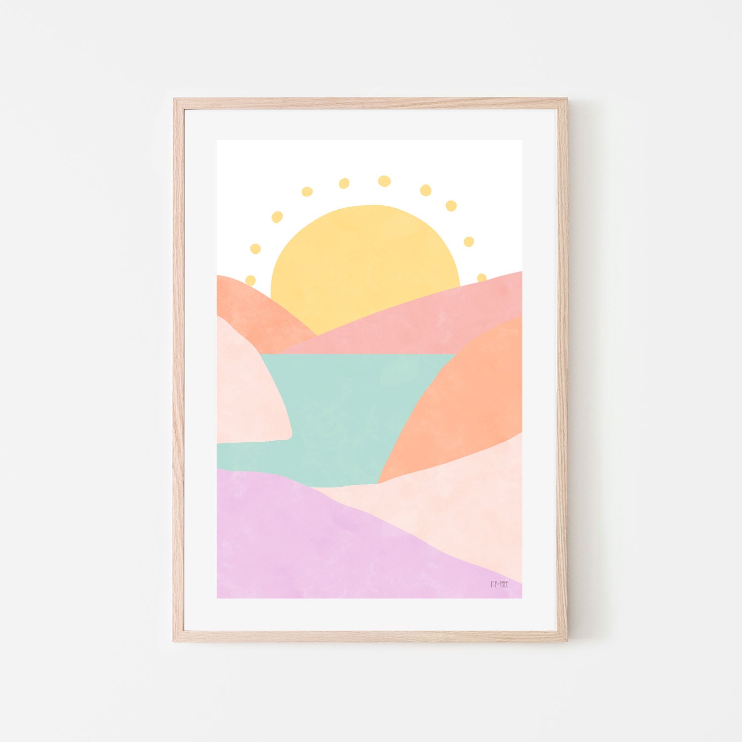 wall-art-print-canvas-poster-framed-Mountain Sunset Pastel , By Pip and Phee-6