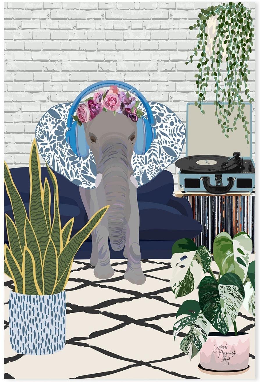 wall-art-print-canvas-poster-framed-Musical Elephant , By Sarah Manovski-GIOIA-WALL-ART