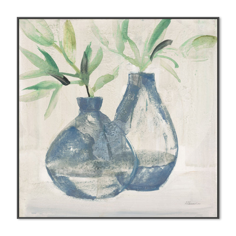 wall-art-print-canvas-poster-framed-Muted Blue Vases , By Albena Hristova-GIOIA-WALL-ART