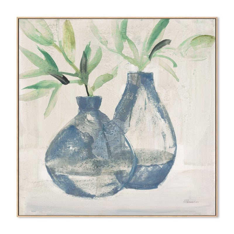 wall-art-print-canvas-poster-framed-Muted Blue Vases , By Albena Hristova-GIOIA-WALL-ART