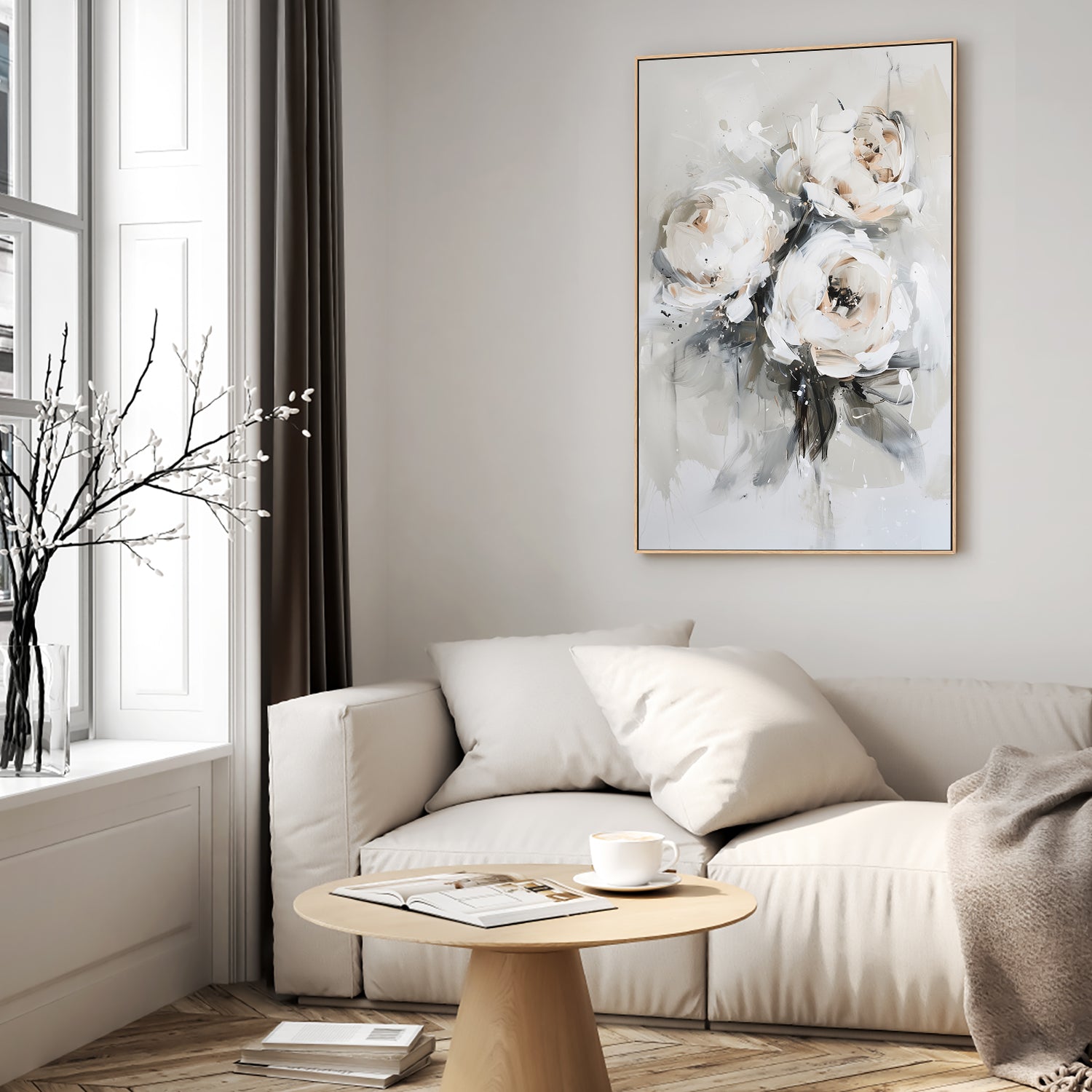 wall-art-print-canvas-poster-framed-Muted Roses , Style A-9