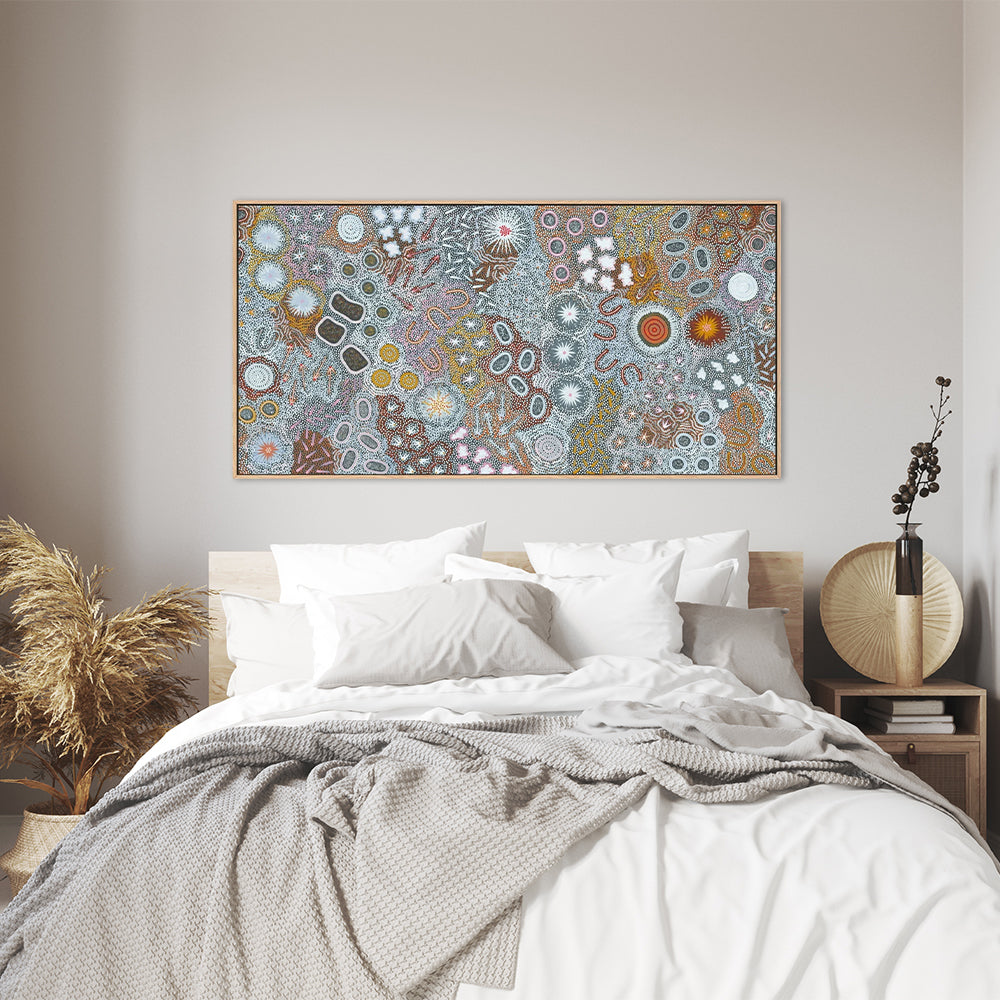 My Great Grandmothers Land Style D Blue Tone By Azeza Possum Aboriginal Painting Print