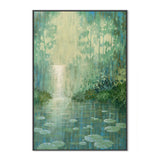 wall-art-print-canvas-poster-framed-Mysterious Waterfall And Water Lily Pond , By Ekaterina Prisich-3